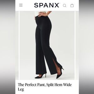 SPANX The Perfect Pant, Split Hem Wide Leg in Black Regular Inseam